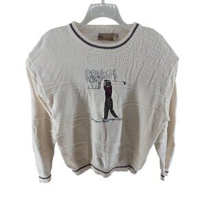 Shenandoah Vintage Golf Sweater Knit Pullover 100% Cotton Made in USA Size L
